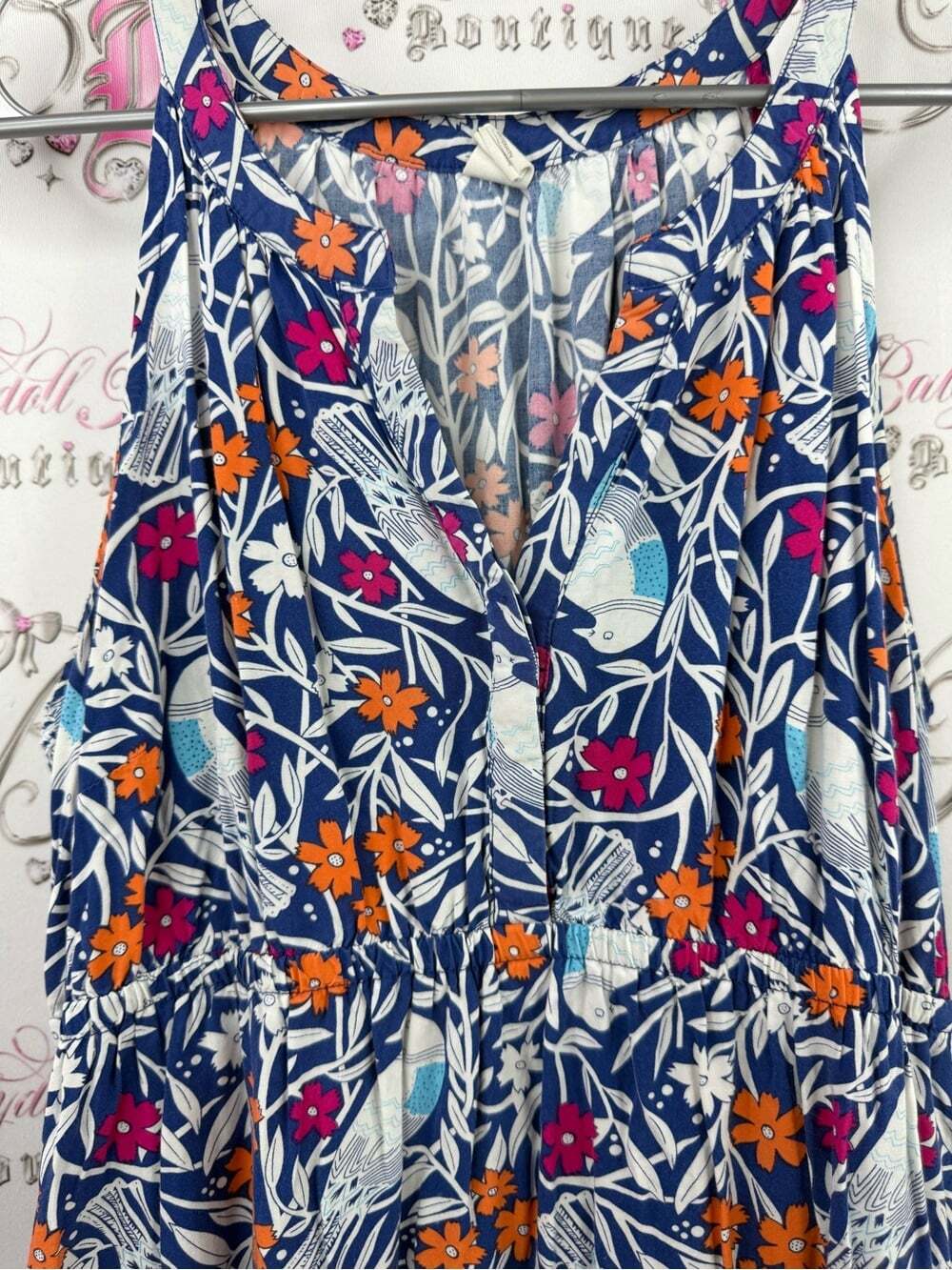 Old Navy Blue Floral Maxi Dress with Orange & Pink Accents - Picture 5 of 16